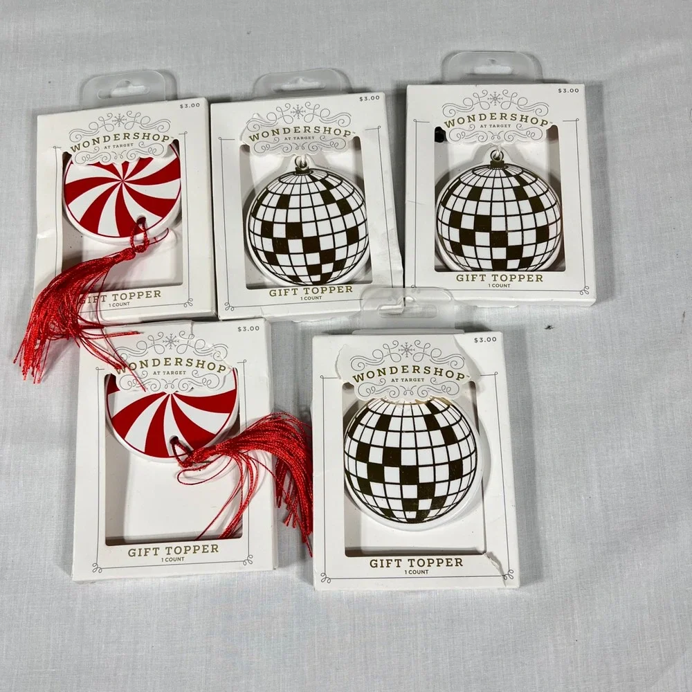 Wondershop Gift Topper Ornament Set Peppermint Disco Ball Multi Color 5 Pack